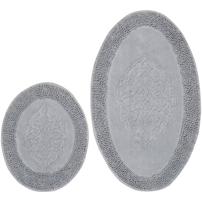 Mijölnir Juego de alfombrillas de baño de algodón gris Mijölnir Juego de alfombrillas de baño de algodón gris
